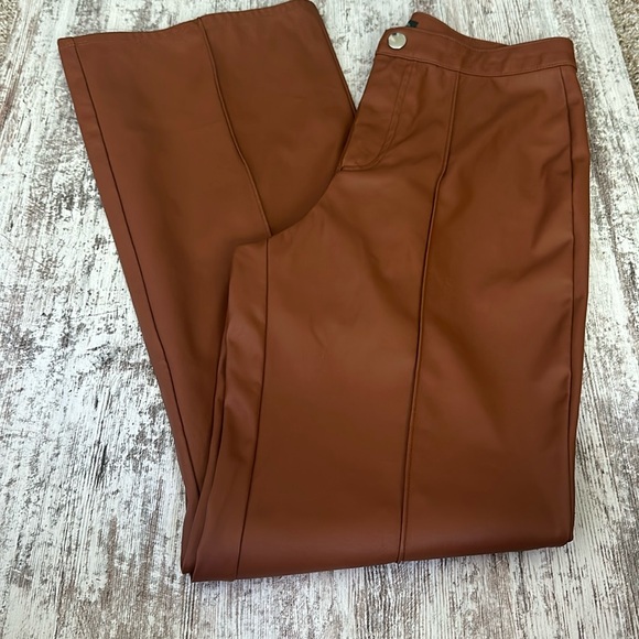 Wild Fable Brown Faux Leather Wide Leg Pants - Picture 3 of 6